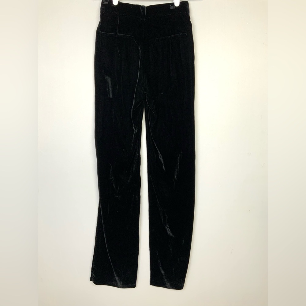 ZARA Sz XS Black Straight Leg Velvet High Waist Trousers Pants READ - Picture 5 of 7